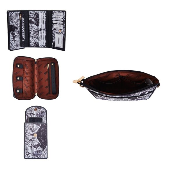 Women’s Nylon Printed 4-Pc Combo–Hobo Bag, Wallet, Phone Wallet, Jewellery Pouch - Picture 7 of 8